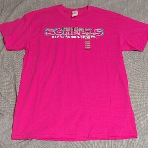 Scheels Montana Sporting Goods T-Shirt Pink Cotton Crewneck Work Wear Medium